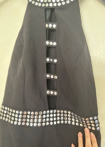 Siyah Taşlı kısa Abiye Elbise - Görsel 3