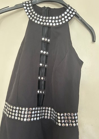 Siyah Taşlı kısa Abiye Elbise - Görsel 2