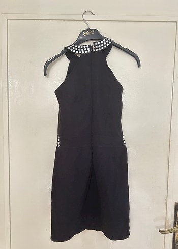 Siyah Taşlı kısa Abiye Elbise - Görsel 4