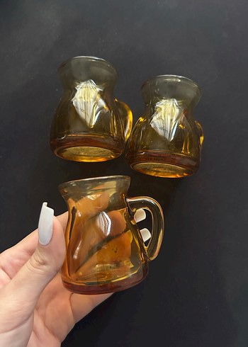 Koyu Bej Cam Mini kahve yanı Seti - Görsel 2