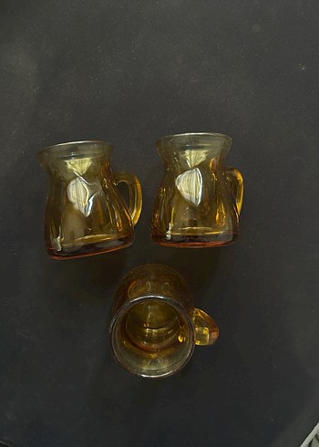 Koyu Bej Cam Mini kahve yanı Seti - Görsel 4