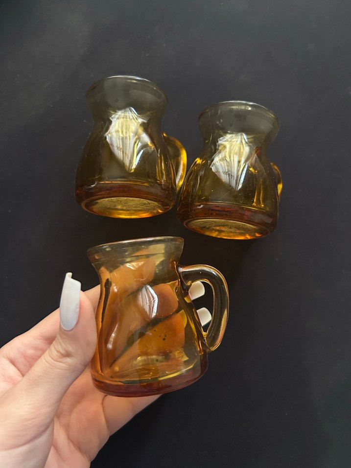 Koyu Bej Cam Mini kahve yanı Seti - Görsel 2