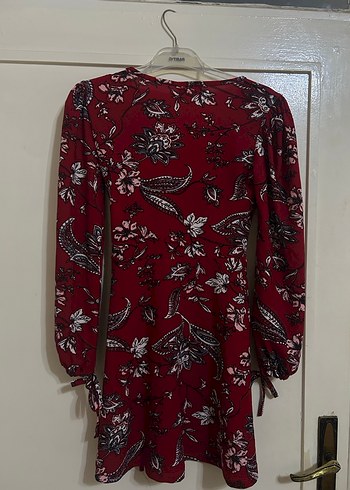 Bordo Uzun Kollu Bohem Elbise - Görsel 4