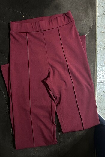 s Beden Bordo çizgili pantolon