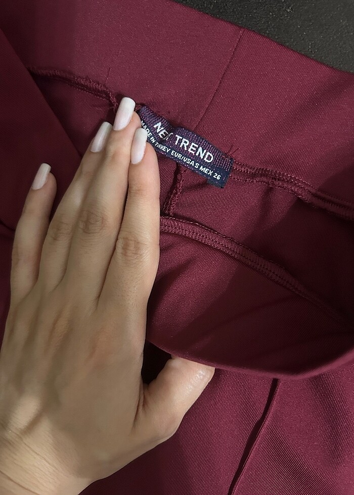 Bordo çizgili pantolon - Görsel 4