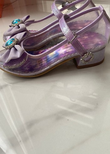 Fiyonklu Mor Kız Çocuk Cam topuklu ayakkabı - Görsel 3