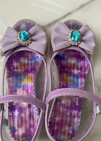 Fiyonklu Mor Kız Çocuk Cam topuklu ayakkabı - Görsel 2