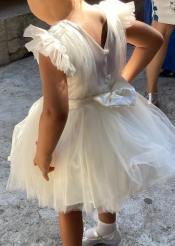 Kız Çocuk Beyaz Fırfırlı Modern Klasik Elbise Gelinlik - Görsel 3