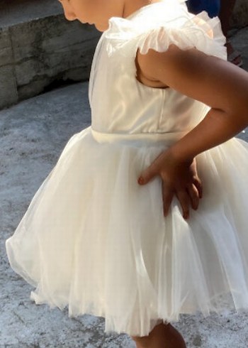 Kız Çocuk Beyaz Fırfırlı Modern Klasik Elbise Gelinlik - Görsel 2