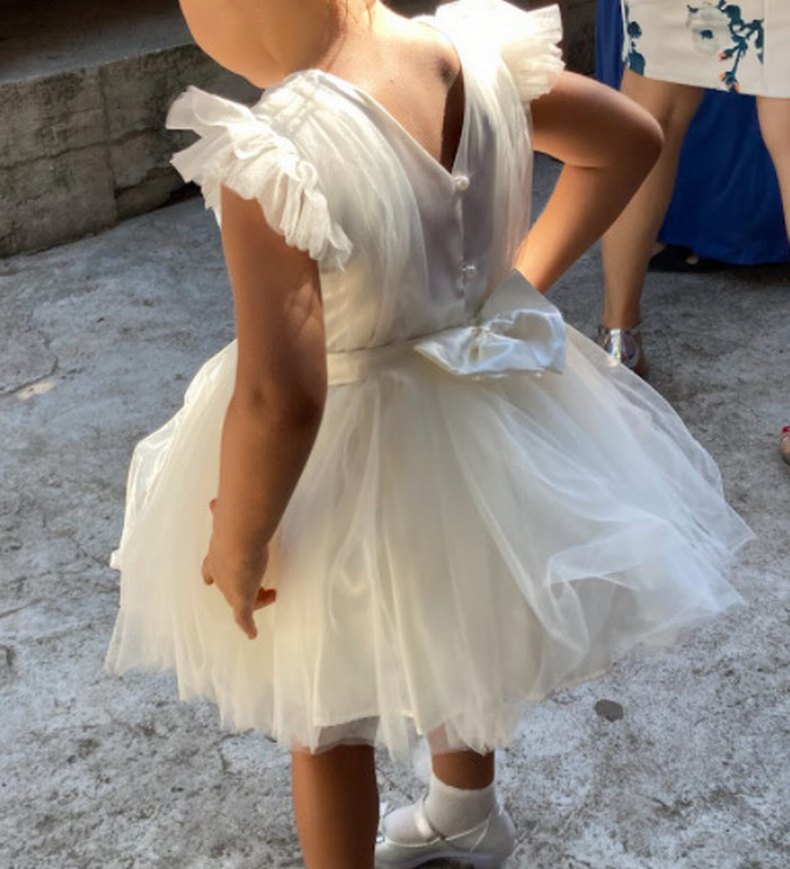 Kız Çocuk Beyaz Fırfırlı Modern Klasik Elbise Gelinlik - Görsel 3