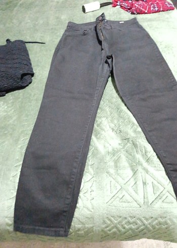 siyahi Düğmeli Kadın Denim Pantolon - Görsel 2