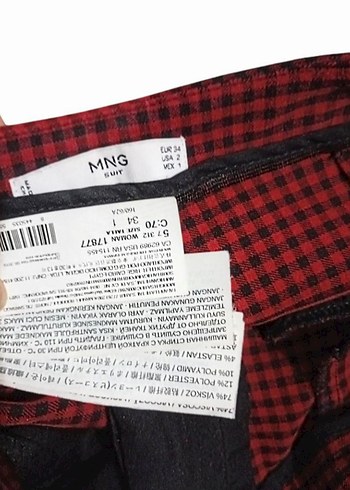 Mango Ekose Fermuarlı Pantolon - Görsel 7