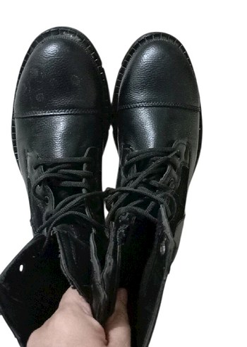 Erkek Siyah Kamuflaj Desenli Biker Bot - Görsel 7