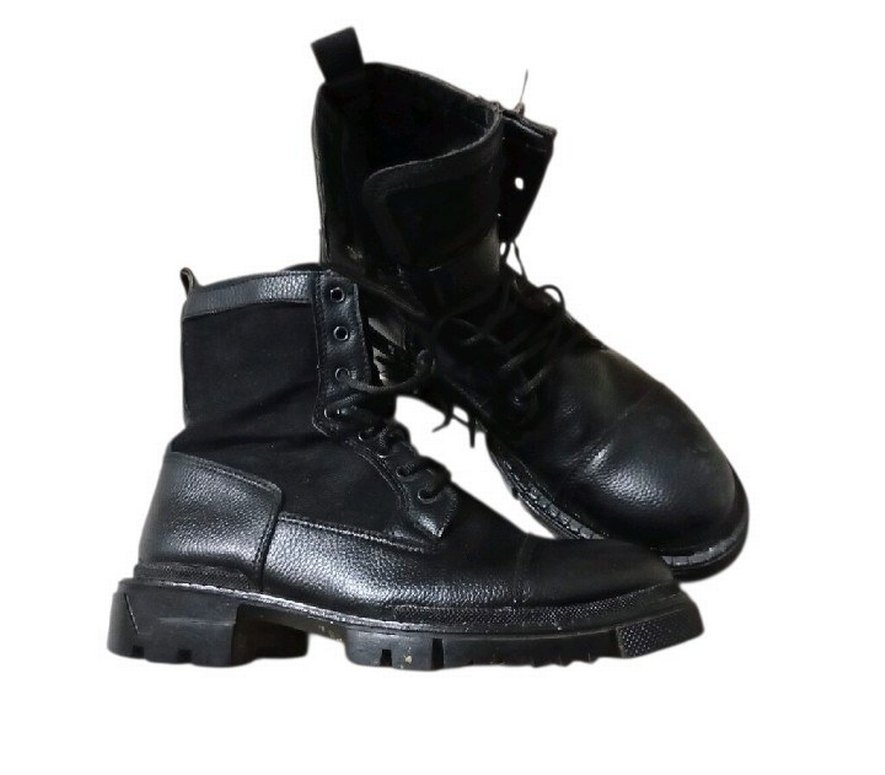 Erkek Siyah Kamuflaj Desenli Biker Bot - Görsel 3