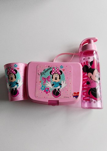 Minnie Mouse Pembe Çocuk Beslenme Seti