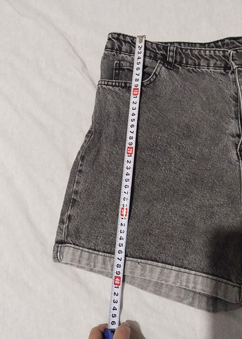 Gri Kadın Denim Mini Şort - Görsel 5