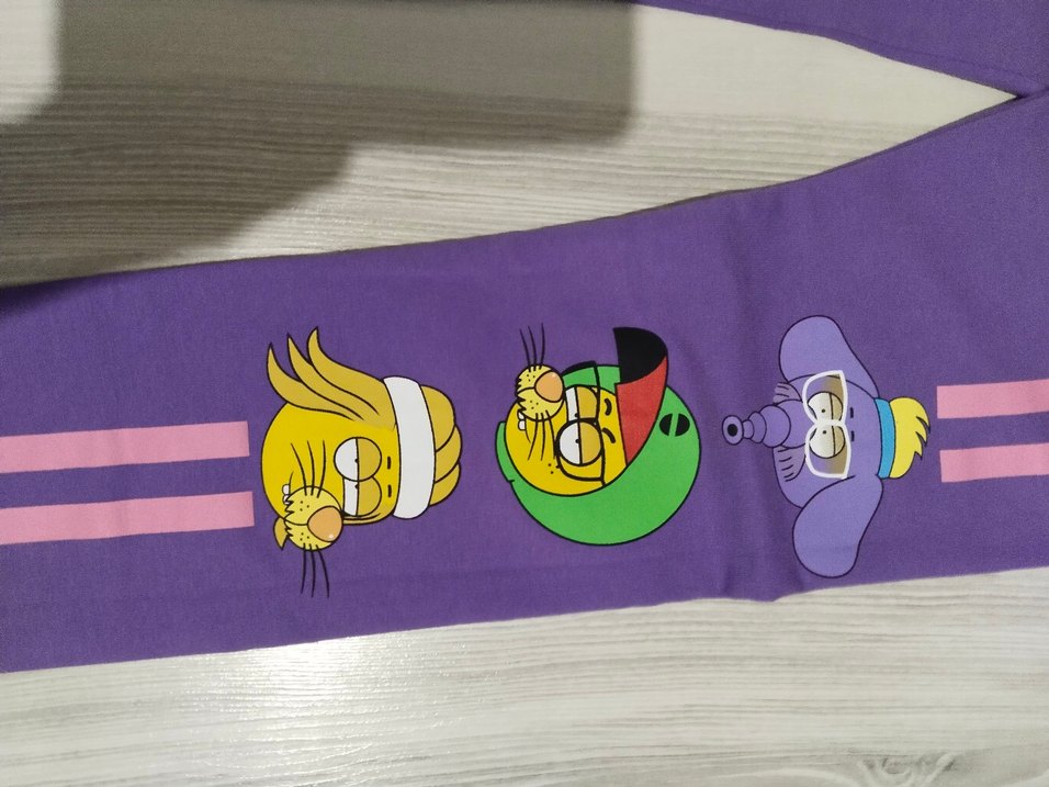 Mor Baskılı Kız Tayt Velcro Detaylı - Görsel 5