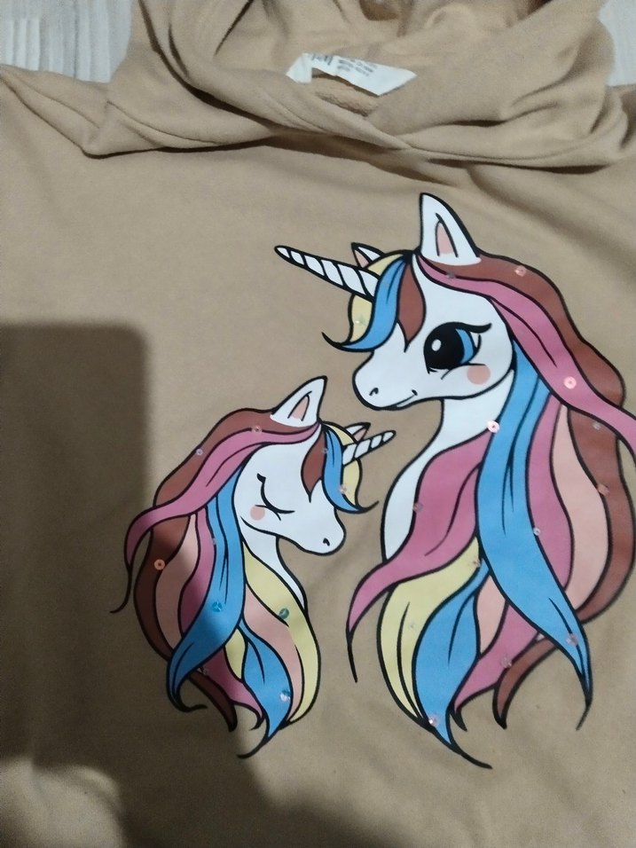Kız Çocuk Unicorn Baskılı Kapüşonlu Takım - Görsel 4