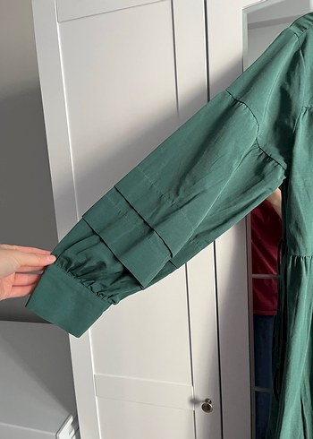 Yeşil Piliseli Uzun Kadın Elbise - Görsel 8