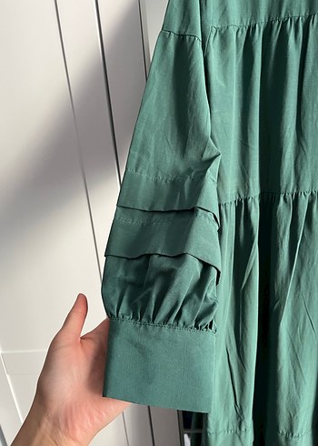 Yeşil Piliseli Uzun Kadın Elbise - Görsel 7