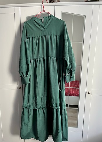 Yeşil Piliseli Uzun Kadın Elbise - Görsel 6