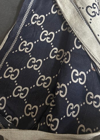 G desen ŞAL Pamuklu lacivert gri - Görsel 3