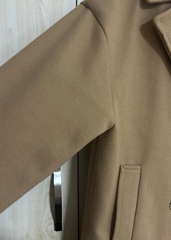 Düğmeli Camel Renk Kaban - Görsel 5