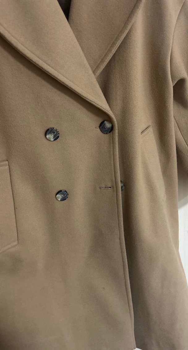 Düğmeli Camel Renk Kaban - Görsel 2