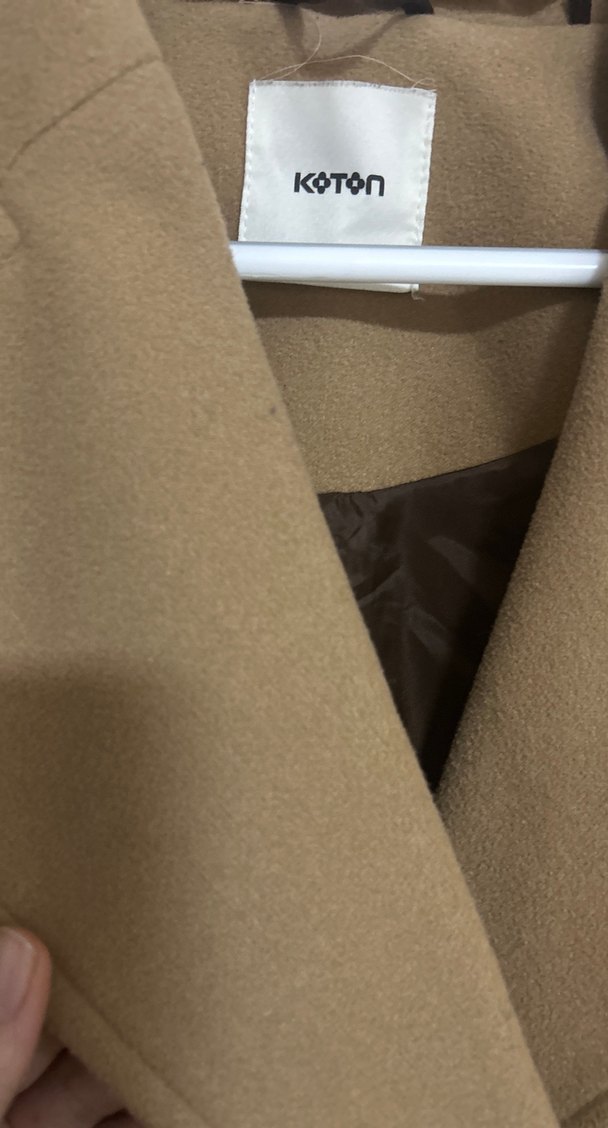 Düğmeli Camel Renk Kaban - Görsel 3