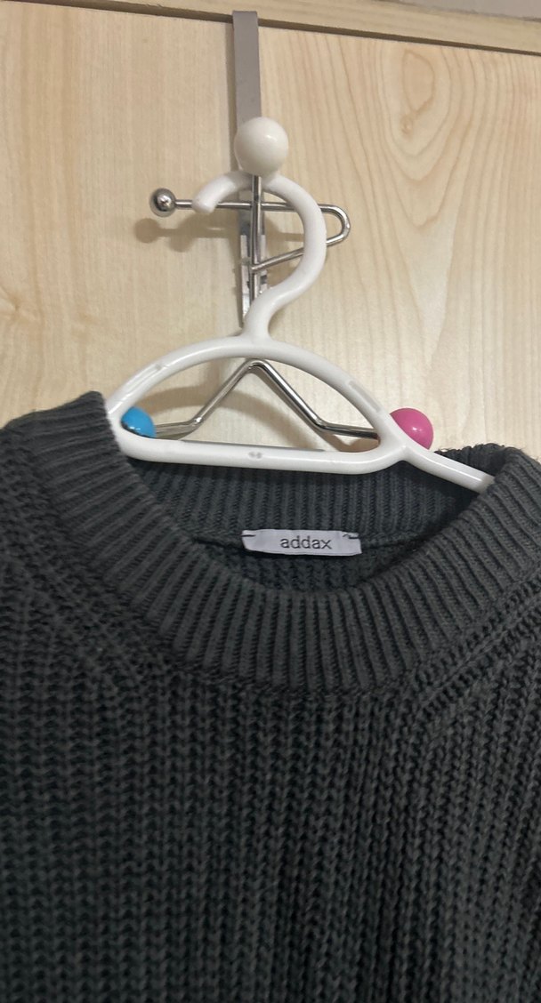 Gri Örgü Kadın Uzun Kollu Triko Kazak - Görsel 4