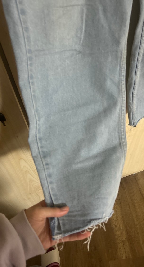 Mavi  Boy Bol Kesim Kadın Kot Pantolon - Görsel 4