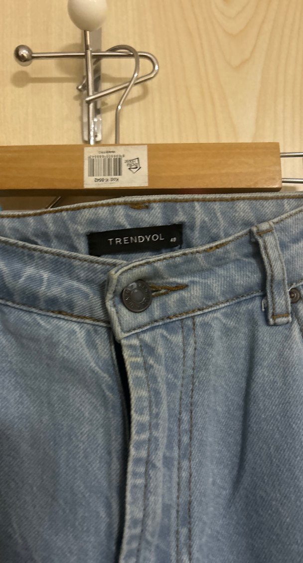 Mavi  Boy Bol Kesim Kadın Kot Pantolon - Görsel 5