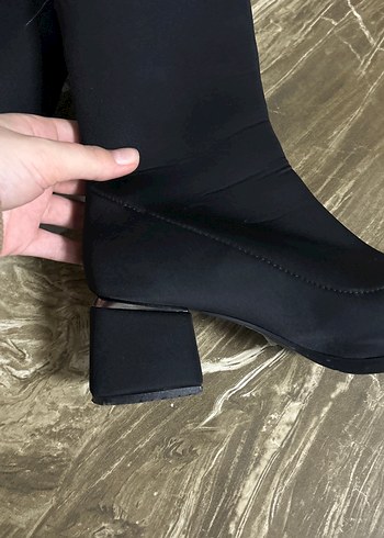 Siyah Lastikli Blok Topuklu Kadın Bot - Görsel 5