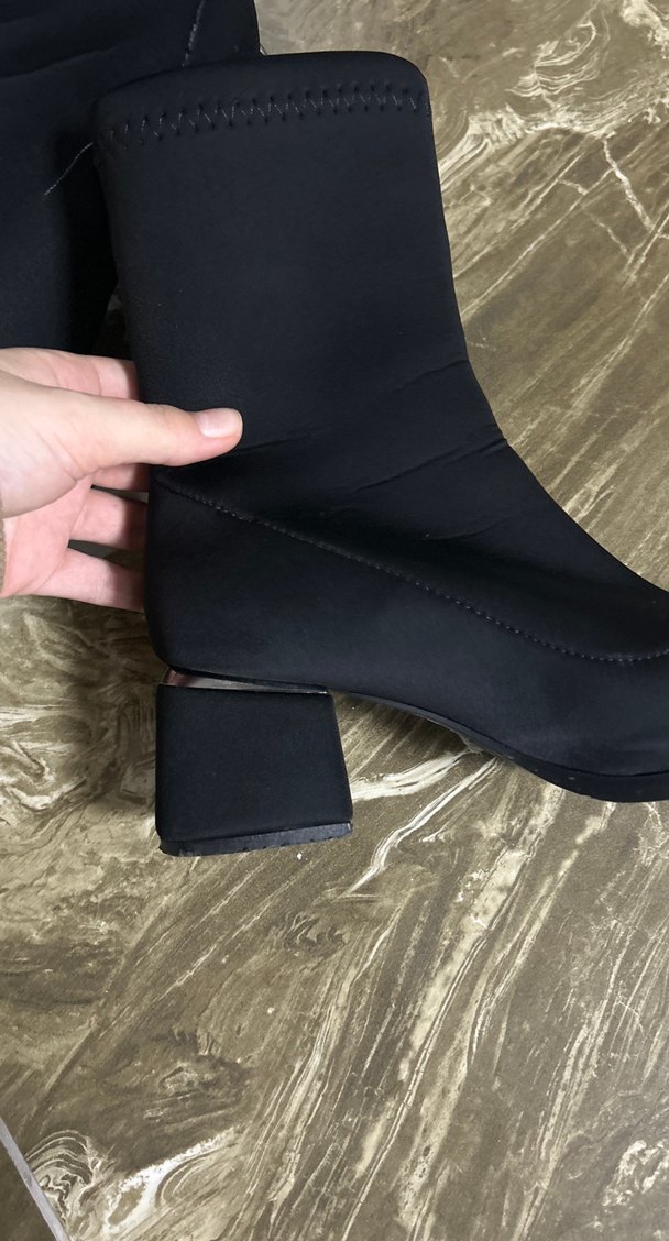 Siyah Lastikli Blok Topuklu Kadın Bot - Görsel 5