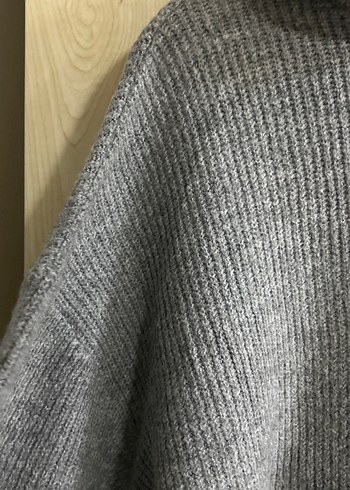 Gri Örgü Boğazlı Kadın Kazak - Görsel 4