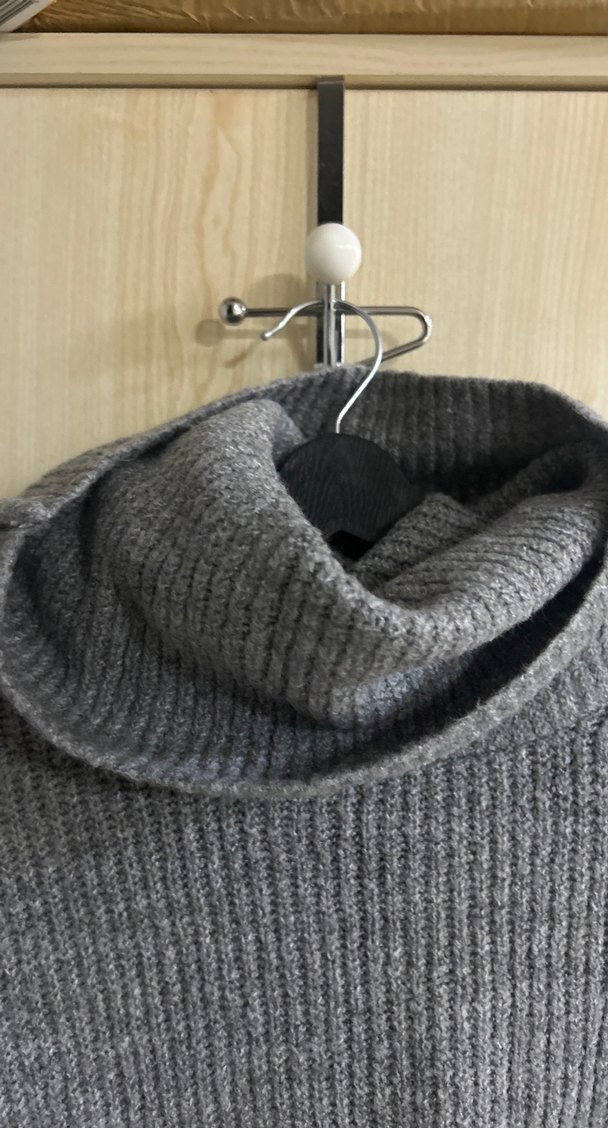 Gri Örgü Boğazlı Kadın Kazak - Görsel 5