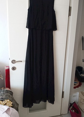 H&M Siyah Drapeli Uzun Siyah Kadın Elbise