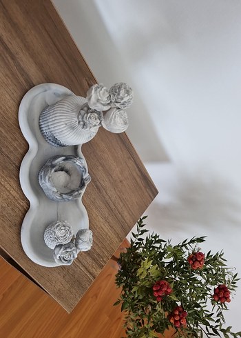 Gri Beyaz Seramik Dekoratif Biblo Seti - Görsel 7