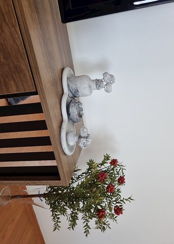 Gri Beyaz Seramik Dekoratif Biblo Seti - Görsel 6