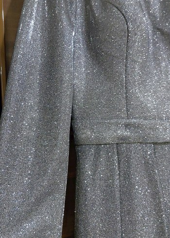 Gri Uzun Kadın Abiye Elbise - Görsel 3