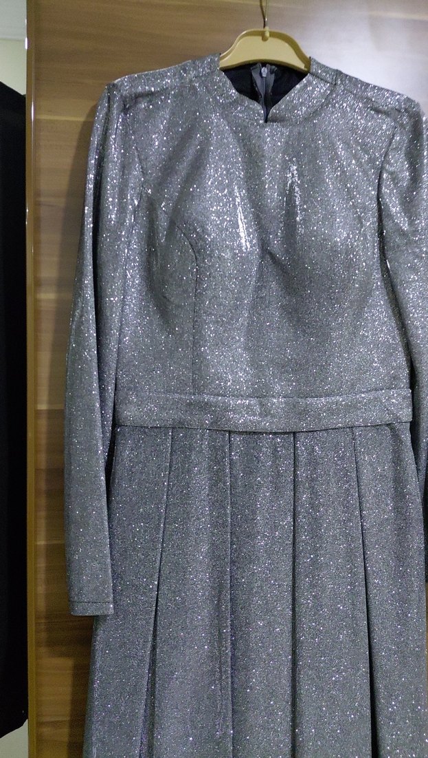 Gri Uzun Kadın Abiye Elbise - Görsel 2