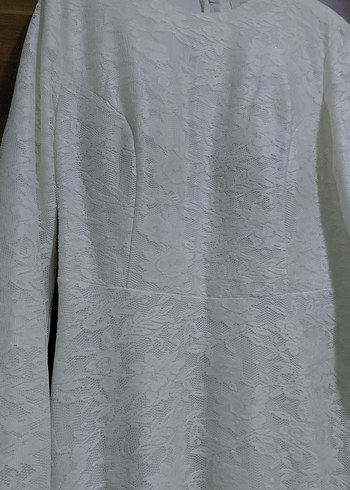 Beyaz Uzun Kollu Elbise - Görsel 2