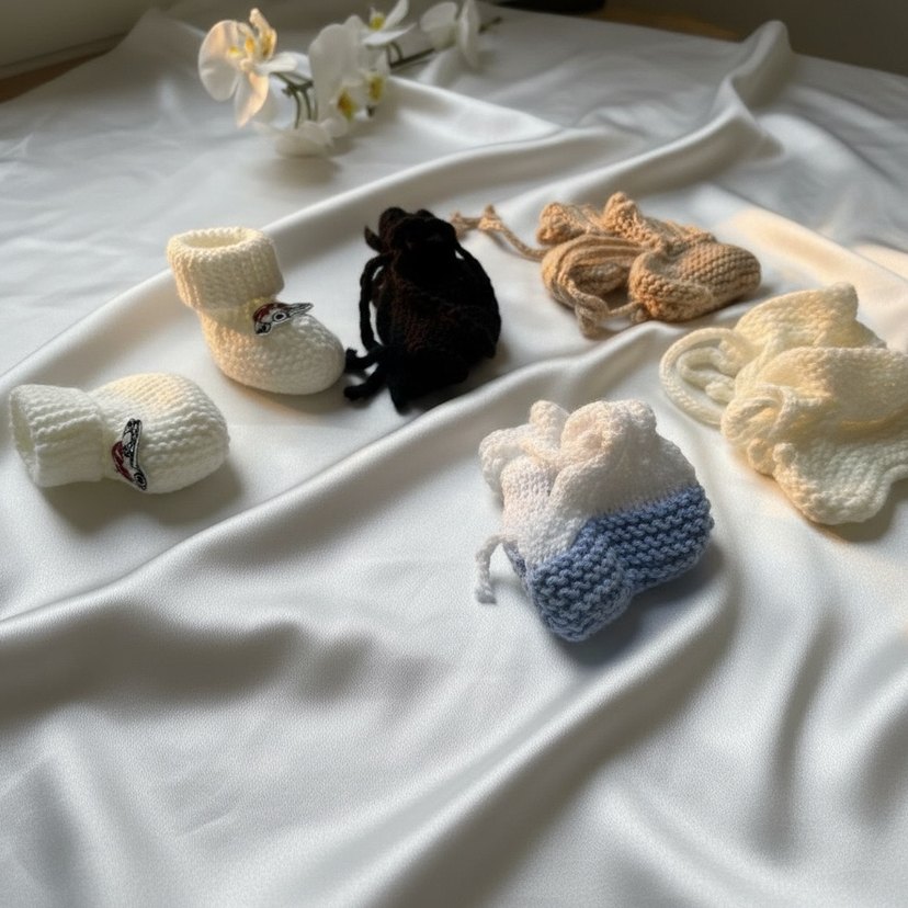 Beyaz Örgü Bebek Patik - Görsel 2