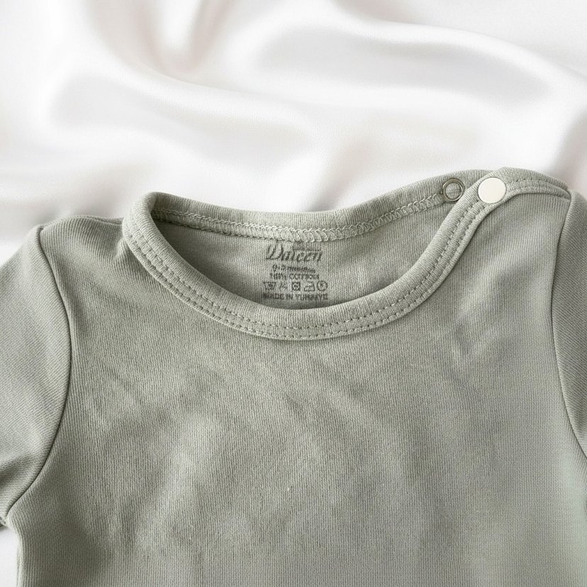 Pastel yeşil yarım kollu bebek body/zıbın - Görsel 5