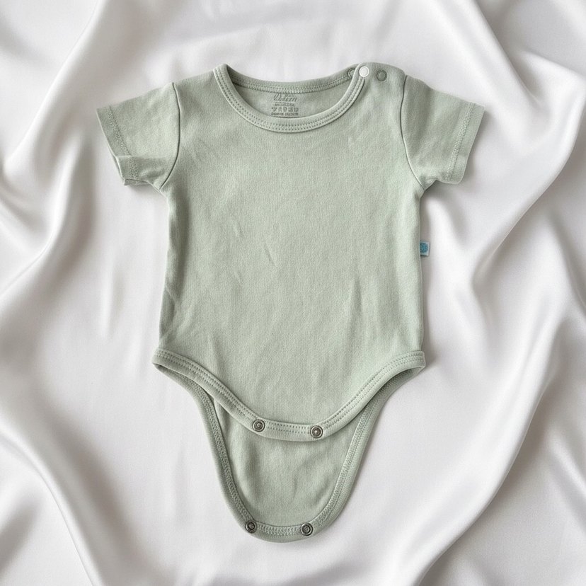 Pastel yeşil yarım kollu bebek body/zıbın - Görsel 4