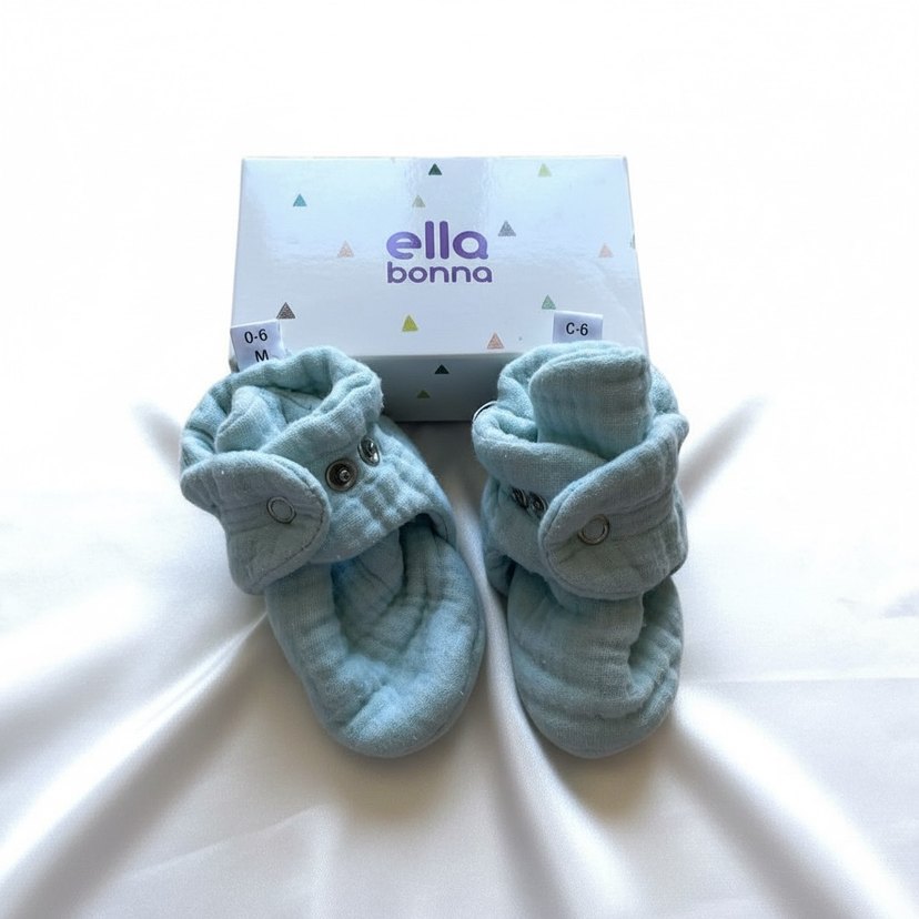 mavi çıtçıtlı bebek Patik - Görsel 4