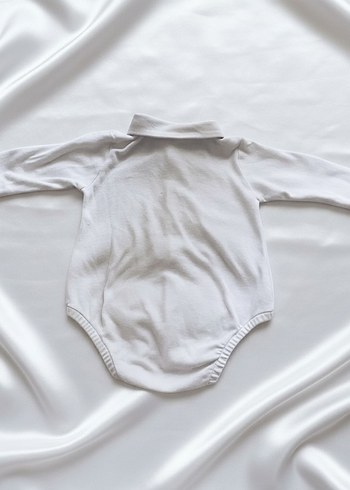 Düğmeli Beyaz Uzun Kollu Bebek Body - Görsel 6