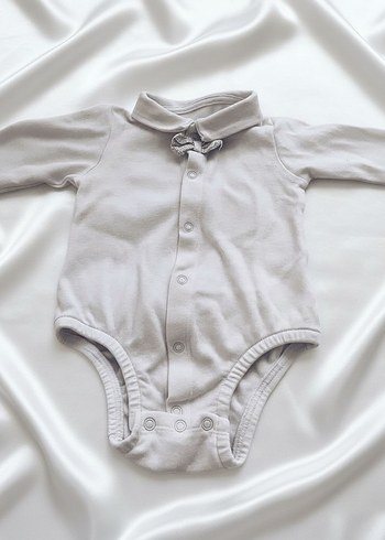 Düğmeli Beyaz Uzun Kollu Bebek Body - Görsel 4