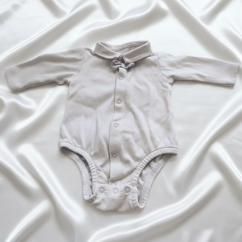 Düğmeli Beyaz Uzun Kollu Bebek Body - Görsel 4