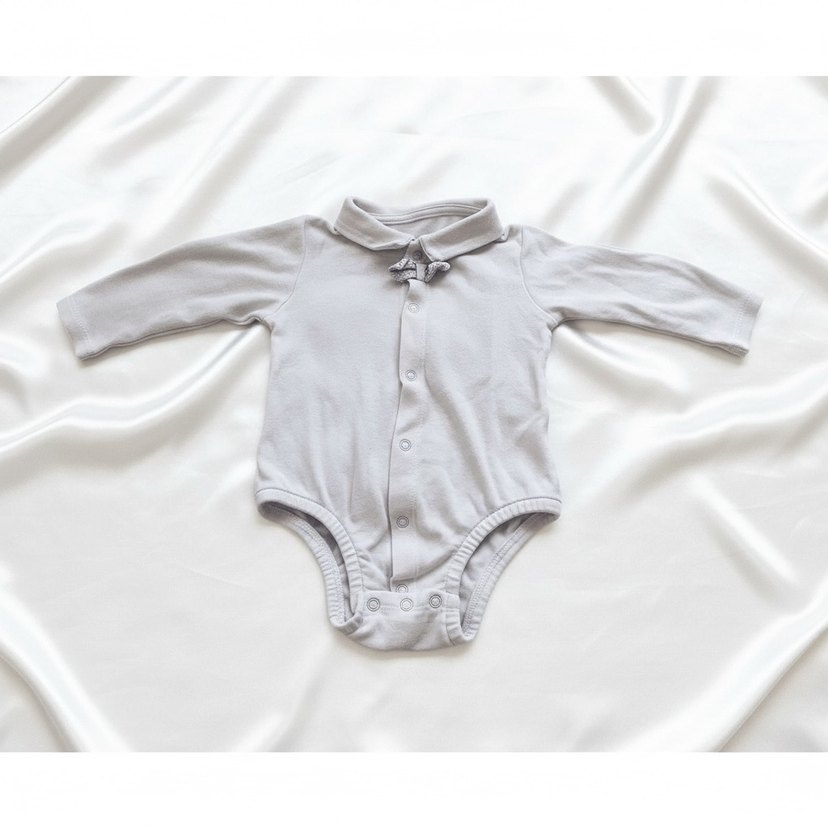 Düğmeli Beyaz Uzun Kollu Bebek Body - Görsel 2